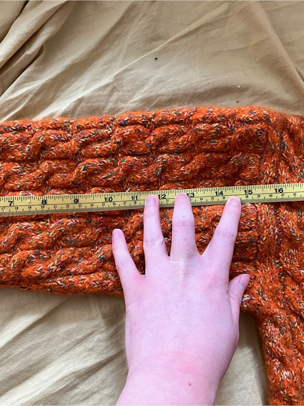 henri bendel Orange Cable Knit Turtleneck Sweater with Multicolor Trim - Picture 6 of 6